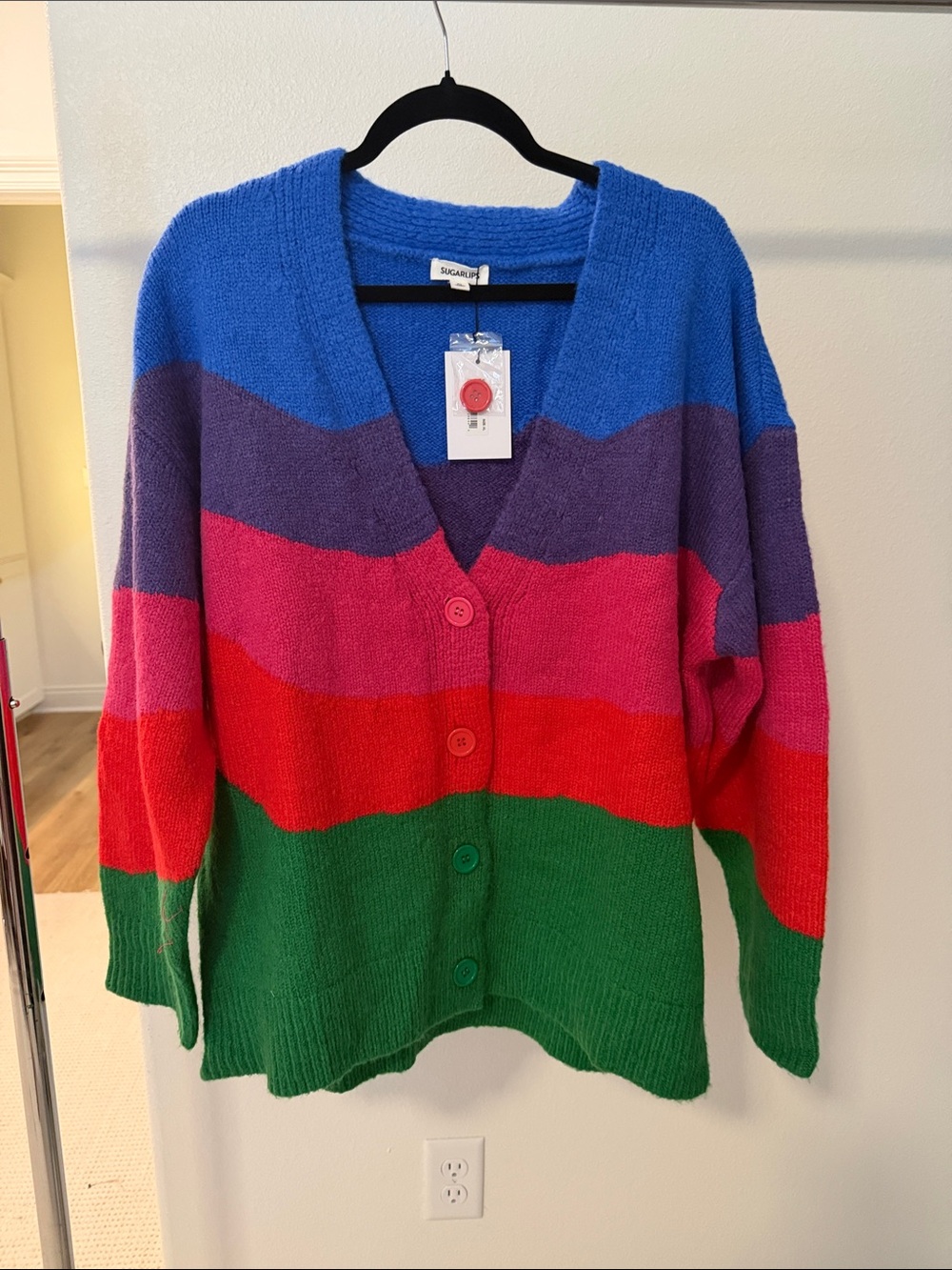 NWT sugar lips XL colorful cardigan button down